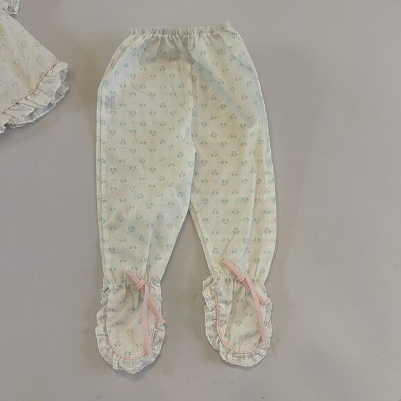 Vintage Baby Girl Alexis 2 Piece Set Footy Pants Outfit Tulips - Picture 3 of 6